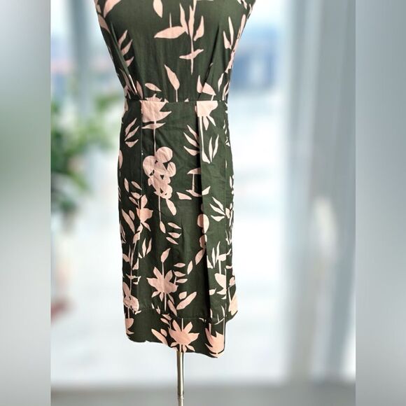 🔥 Marni Flounce Hem Floral Leaf Print Olive Green Dress Size 36 US size 0 - Picture 8 of 13
